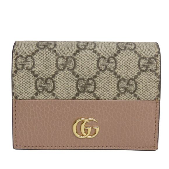 Gucci Bi-fold Wallet 658610 GG Marmont Supreme Canvas Leather Dusting Pink